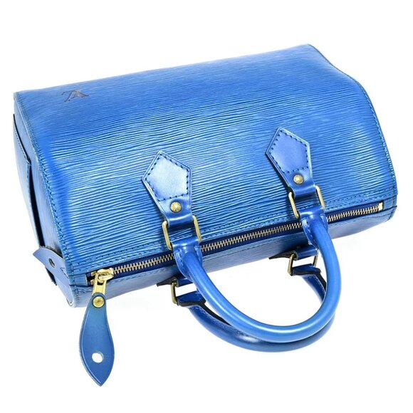 LOUIS VUITTON LV Logo Speedy 25 Travel Hand Bag Epi Leather Blue - Picture 3 of 7